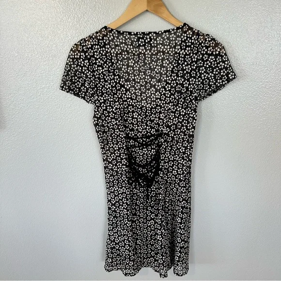 Urban Outfitters Floral Button Lace Corset-Back Black & White Sheer Mini Dress L - Picture 10 of 16